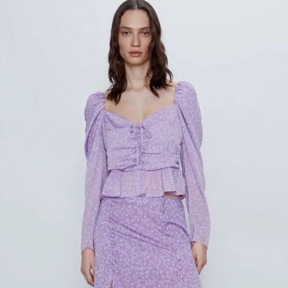 ZARA FLORAL TIED PRINT BLOUSE - Picture 14 of 16